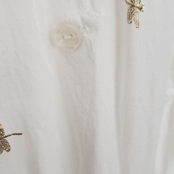 Gold Dragonfly White Tunic Top Blouse - Picture 2 of 4